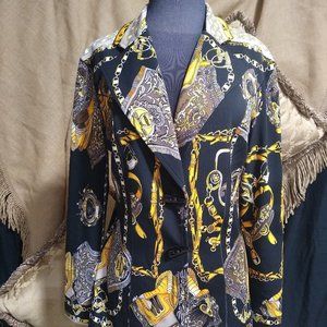 Eva Varro Vintage Equestrian Navy and Gold Blazer